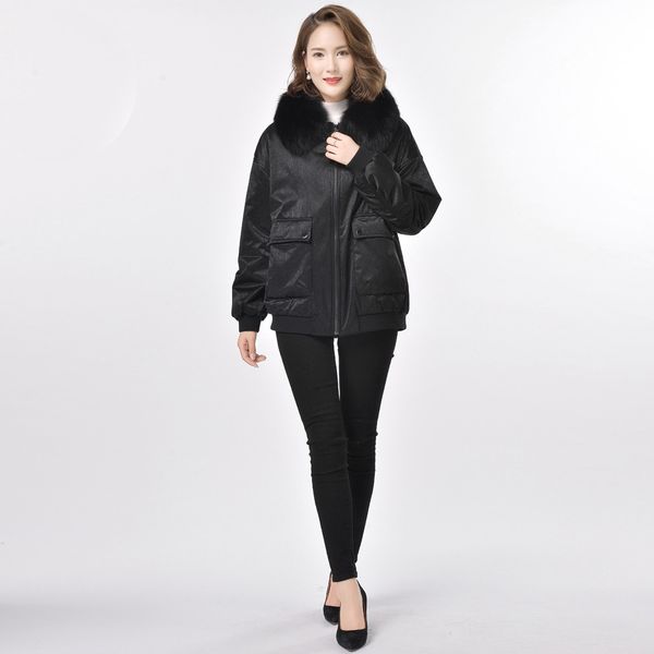 

newly developed autumn and winter new series women's silk down jackets urban casual style women's jackets, Black