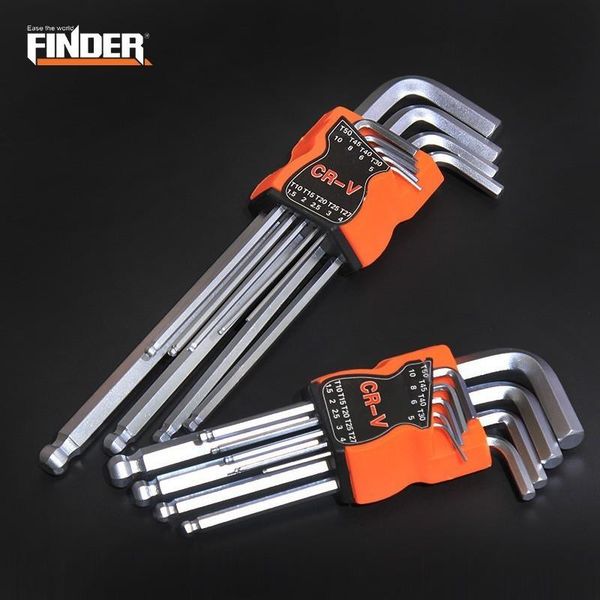 

hand tools finder 9pcs double-end l type screwdriver hex wrench set allen key hexagon flat ball torx star head spanner