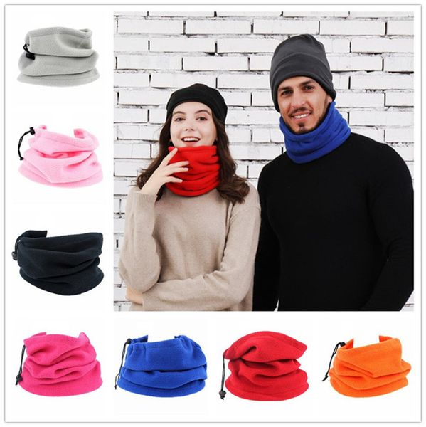 

2020 winter polar fleece scarf warm collar womens mens solid skimask beanies hat skull caps multifunction sport scarf adjustable stylef10901, Yellow