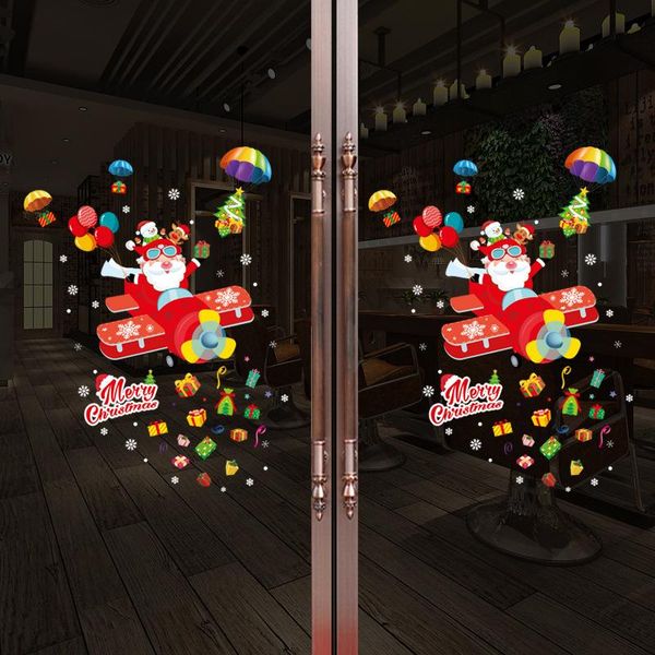 

cute merry christmas wall stickers window glass festival decals santa claus new year christmas decorations for home decor
