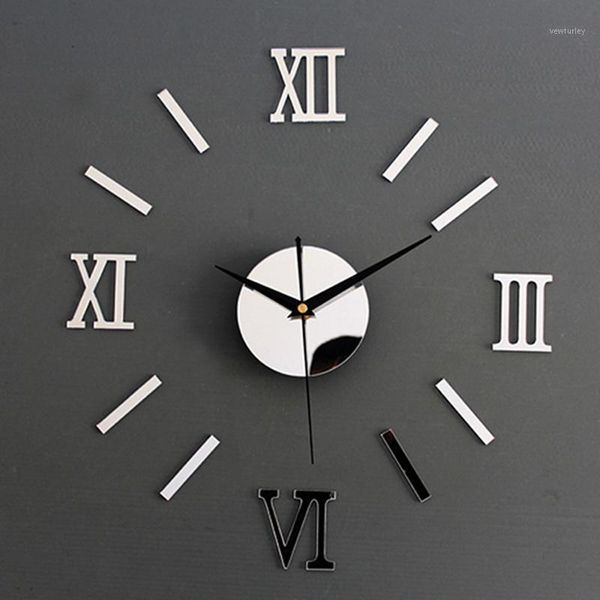 

wall clocks modern diy interior roman clock 3d sticker home mirror effect 4 style stickers q11