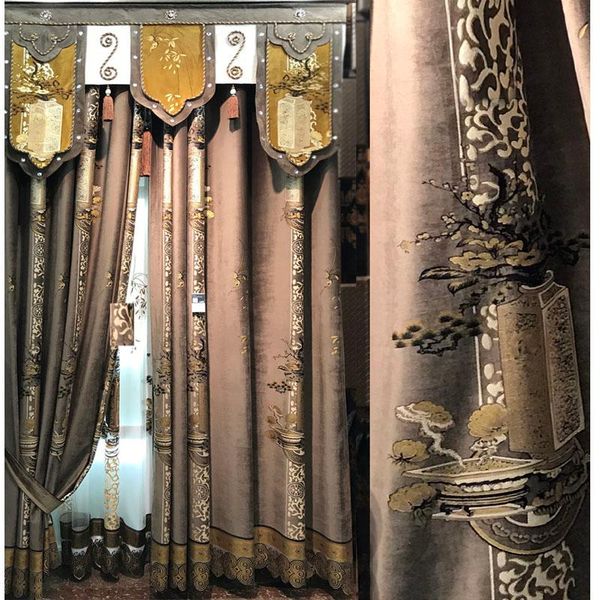 

european luxury high-precision three-dimensional embroidered curtains for the living room window curtain bedroom luxury drapes