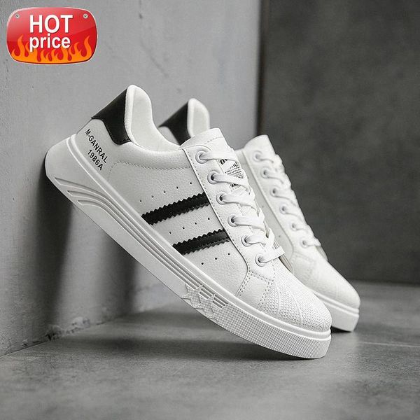 

men shoes 2020 genuine leather bee designer fashion solid color vulcanized couple lace-up white casual shoes sneakers #vm0k