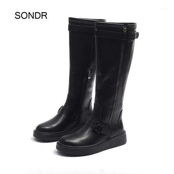 

boots 2021 shoes women high british style fashion brand ladies chunky footware female botas mujer long over the knee1, Black