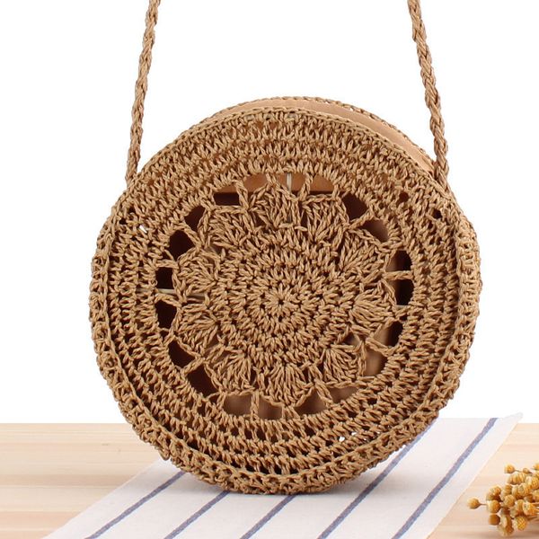 

hbp non-brand knitting new round one shoulder bag in summer beach bunsen straw buns women's buns straw buns women's 1 sport.0018