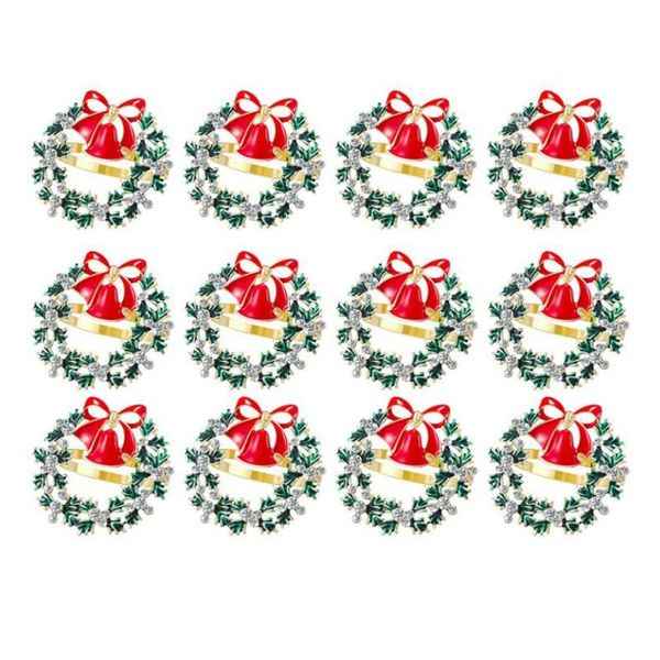 

napkin rings 12 pcs christmas wreath ring metal buckle diamond dinner party