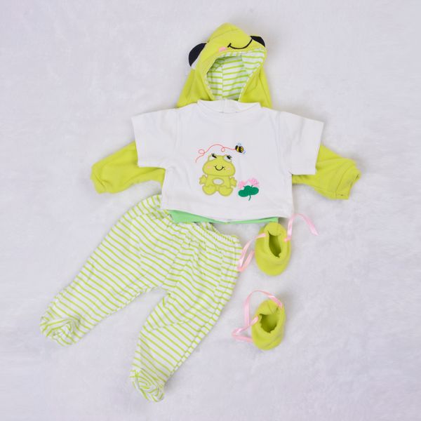 

fashion 55-57 cm babies clothes for baby boy suit 22-23 inch reborn dolls real like frog prince 4 pcs coat pants shirt socks y201009, White