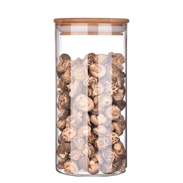 

transparent glass coffee bean tea cans container,food storage jar with airtight seal bamboo lid,borosilicate glass food qylqqe sweet07