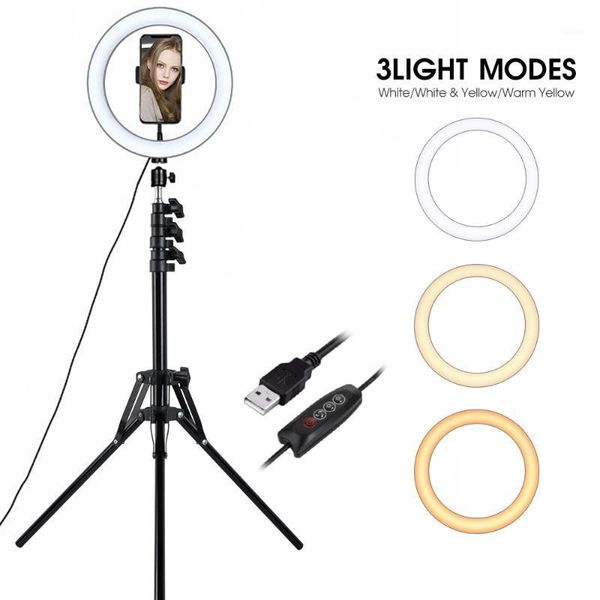 

flash heads 26cm/10inch led selfie ring light metal dimmable camera phone lamp with stand tripods for makeup video live studio1