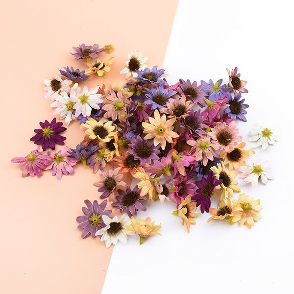 

20pcs multicolor silk daisy decorative wreaths christmas decorations for home diy gifts box scrapbook artificial flowers