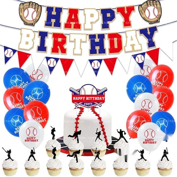 

bzxx1 theme cake decoration suit set base flag baseball party insert ball sports balloon cake rh5s6