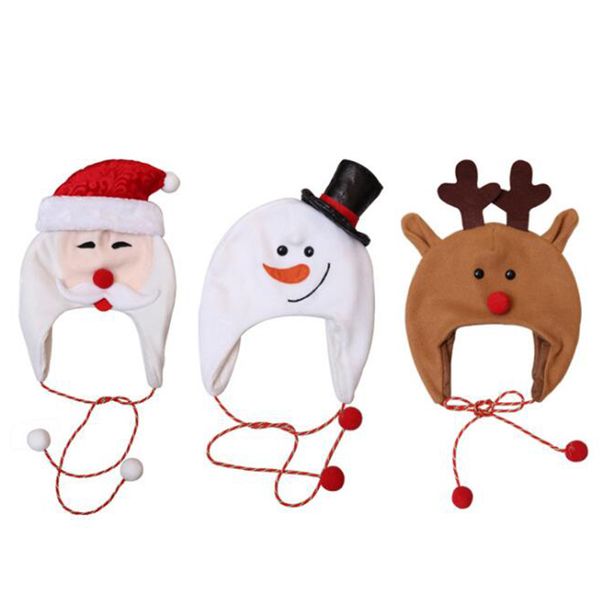 

kids christmas velvet hat kids snowflake warm cap children xmas snowman warm ski caps christmas party decor costume beanie hats, Black;white