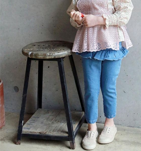 

2021 new arrival girls denim ruffles long pants spring fashion girls jean pants 3-8 years yl169, Blue