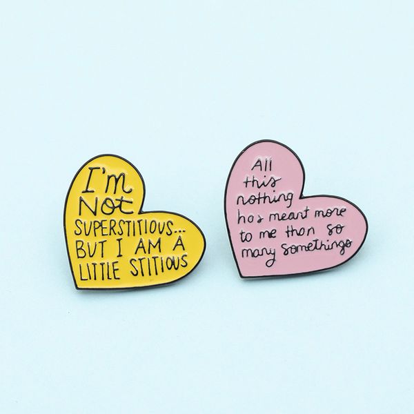 

heart with words enamel pin yellow purple brooch bag clothes lapel pin sasha away badge cartoon jewelry gift for boys and girls, Blue