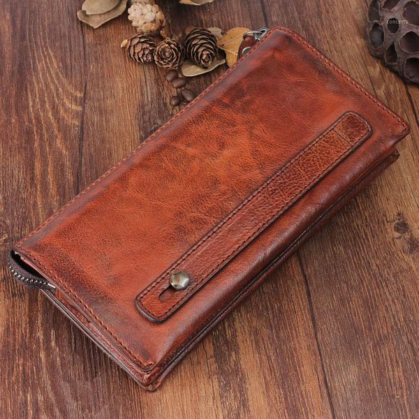 

wallets handbag retro genuine leather purse multi-function long wallet first layer cowhide large capacity clutch bag men wallet1, Red;black