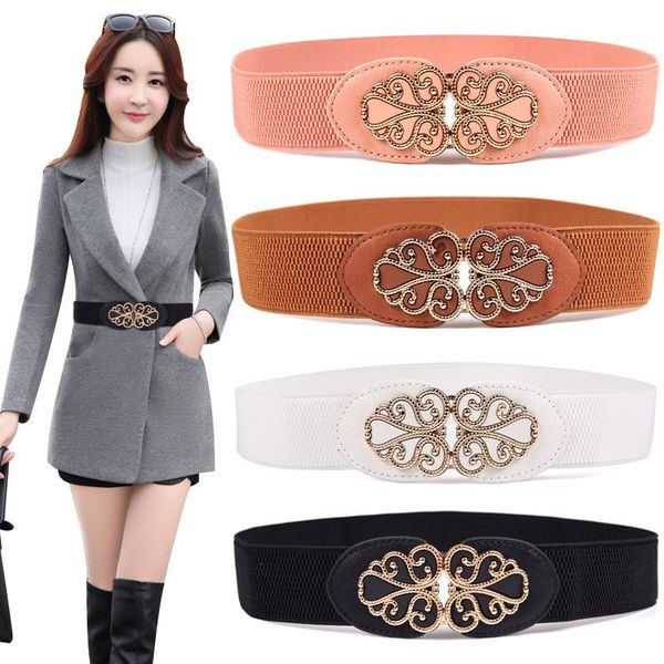 

new waistband women's waistbands elastic wide belt p16, Black;brown