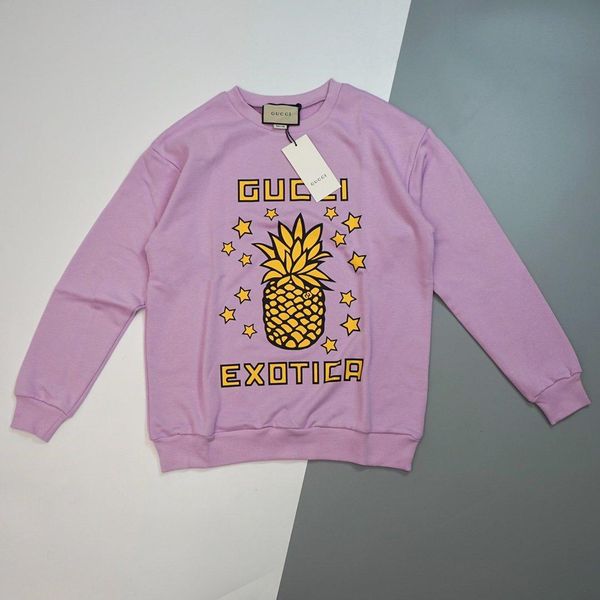 

20fw new arrival mens designer hoodie sweatshirt cotton pullover guchi pineapple print sweater streetwear winter clothes, Black;brown