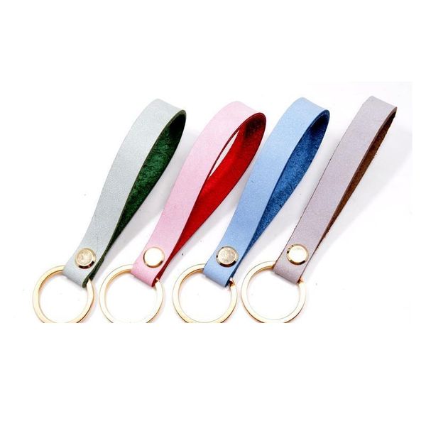 

trendy gold circle pu keychain pu leather wallet key chain simple waist car leather keychains trinket men women k jllvra