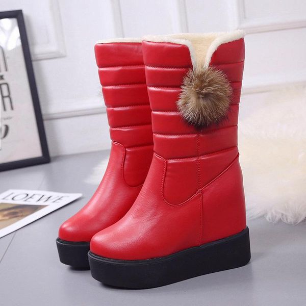 

winter boots women flat waterproof platform warm girls snow boots female down winter woman slip on boot, Black