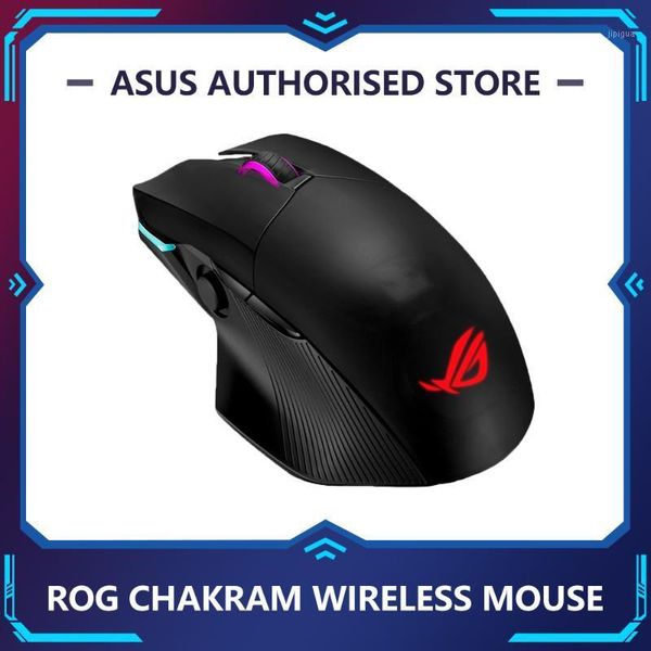 

rog chakram mouse with qi charging,tri-mode connectivity (2.4ghz/bluetooth), 16000 dpi, wireless aura sync lighting1