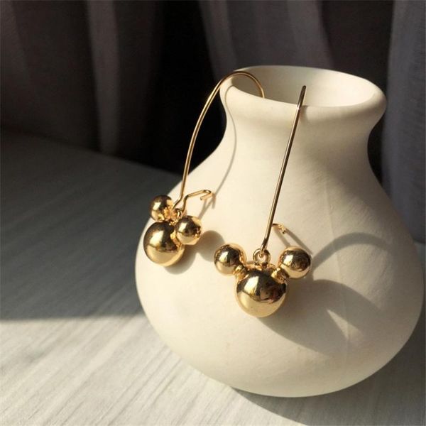 

dangle & chandelier fashion children's cartoon mouse head pendant earrings women jewelry boucle d'oreille femme metal gold color b, Silver
