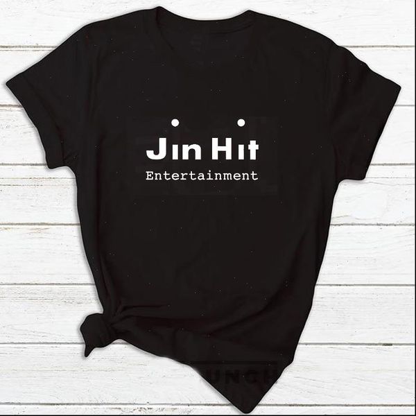 

jinhit entertainment kpop t shirt women fashion cotton short sleeve tshirt feminina letter printed womens t shirts, White