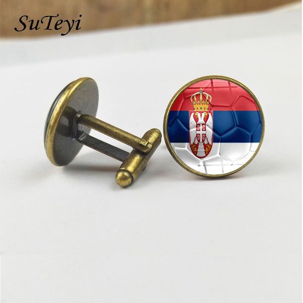 

костюм свадьба стекла футбол мужчины запонки сербия флаг мода круглый кабошон ссылки манжета ювелирные изделия аксессуары national yxlfwi bd, Gray