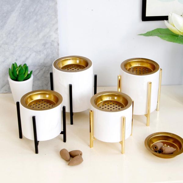 

fragrance lamps ceremic incense burner iron ceramic combination creative european home decor bakhoor holder