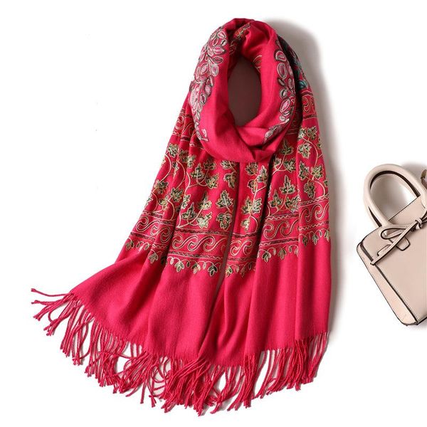 

2020 embroidery women scarf thick warm winter scarves cashmere shawls and wraps ladies pashmina bandana echarpe sqcrya, Blue;gray