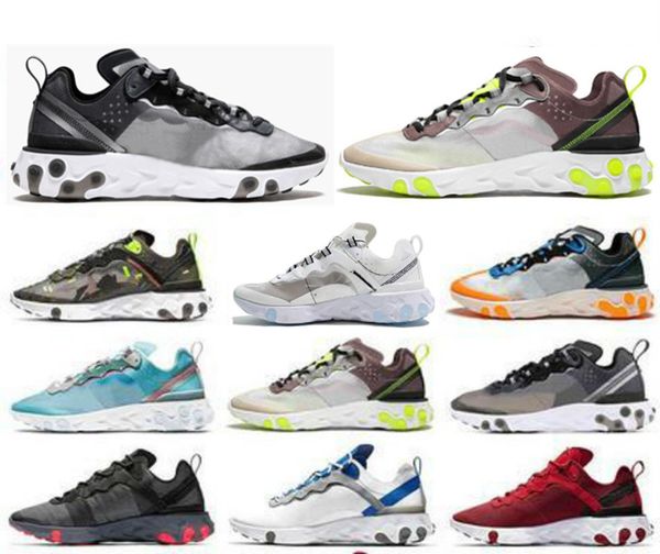 

new react element 55 undercover 87 women mens running shoes game royal blue red olive camo volt racer pink trainers sneakers socks