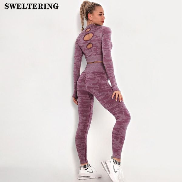 

camo yoga set women seamless fitness yoga bra gym push up sport bra camouflage high waist leggings pants workout suit 1/2 pieces, White;red