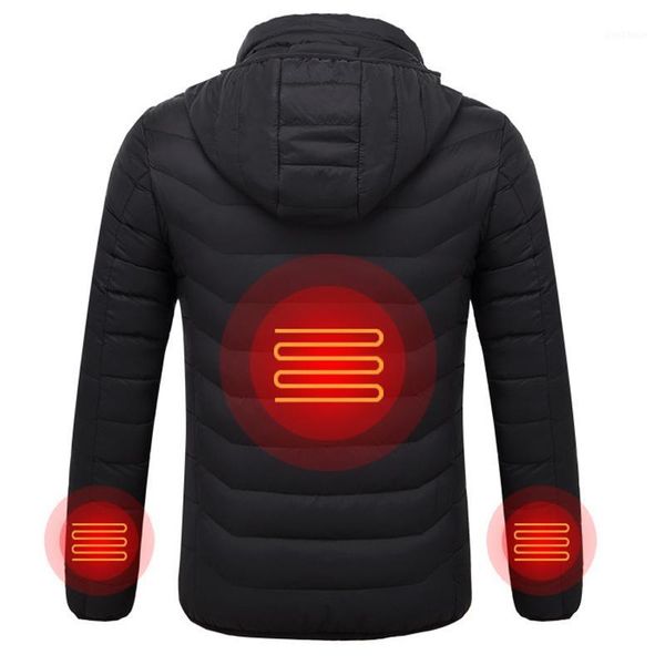 

outdoor jackets&hoodies usb heated vest +size winter jas vrouwen & mannen verwarmde slimme thermostaat pure kleur hooded jacket1, Blue;black