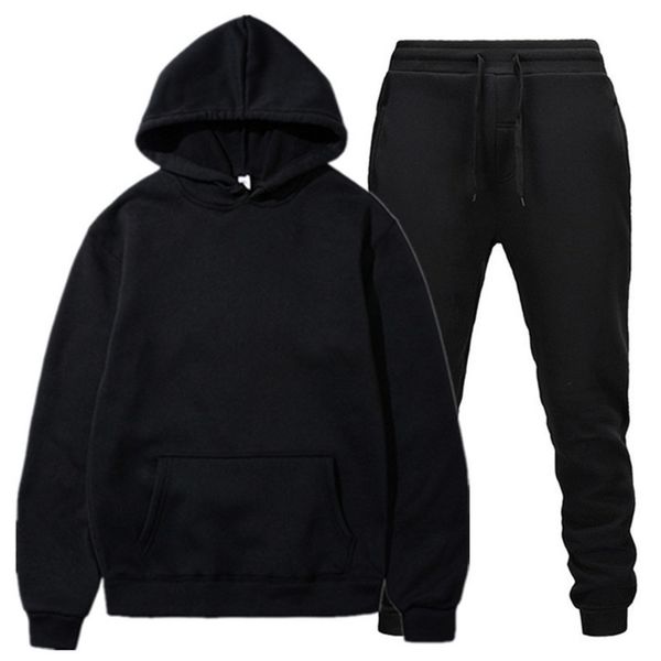 

two pullover set sports solid color piece men's hoodie sweater sweatpants, Gray