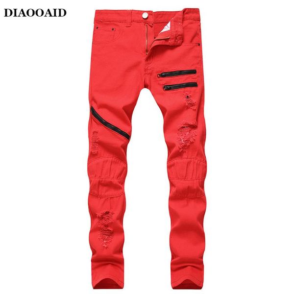 

men's pants 2021 fashion mens jeans with side pockets casual denim straight ripped for male personality multi pocket trousers, Black