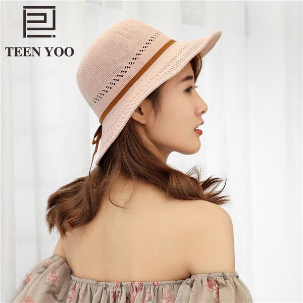 

2020 new summer hat girl cotton sun visors for women outings with sunscreen eaves bow and sunshade lady fisherman beach cap, Blue;gray