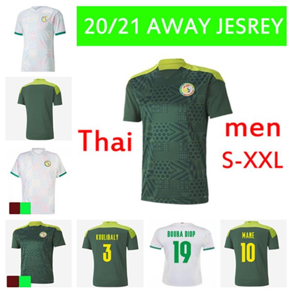 

20 21 senegalese football shirt senegalese 2020 2021 home white balde koulibaly mane football team custom men's football shirt, Black;yellow