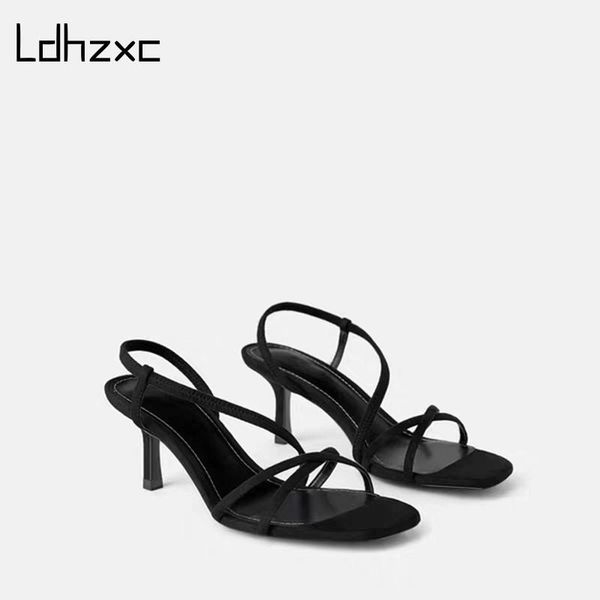 

ldhzxc women's slippers and sandal high thin heel rome sandals black slides women brand shoes 2021 new summer