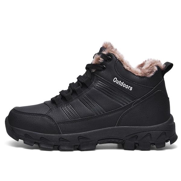 

men waterproof hiking shoes winter warm plush snow boots trekking sneakers outdoor non-slip work shoes ankle boots for men