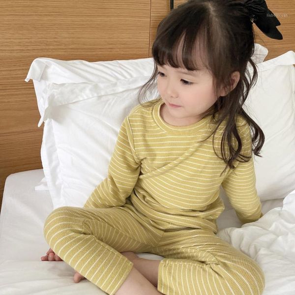 

kids pajamas 2020 autumn girls boys sleepwear nightwear baby infant clothes pure color pajama sets cotton children's pyjamas1, White