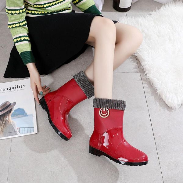 

boots 2021 arrival korean version rains ladies rain waterproof shoes women pvc comfortable girls ankle, Black