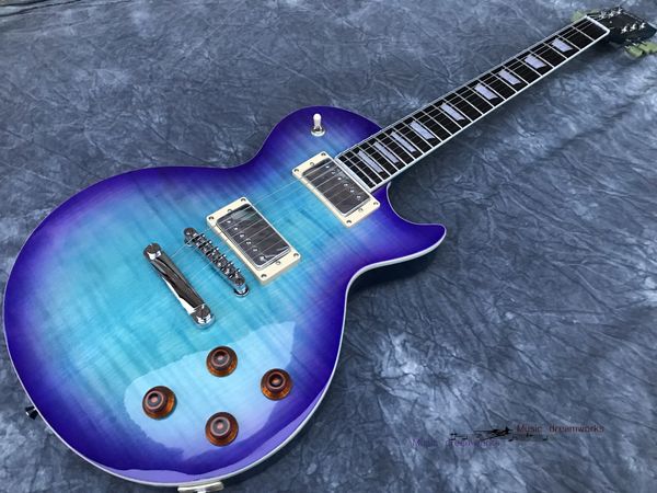 Китай Электрическая гитара OEM-магазин L P Вставка ARD Electric Guitar Blue Gradient Ebony Gameboard