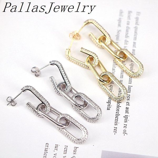 

dangle & chandelier 3pairs fashion cz micro paved jewelry women geometric / link chain drop earrings for girl gifts1, Silver