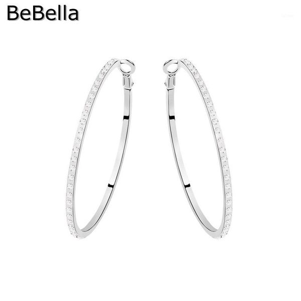 

bebella big 5.3cm hoop earrings with crystals whole circle setting fashion jewelry for women girl birthday christmas gift1, Golden;silver