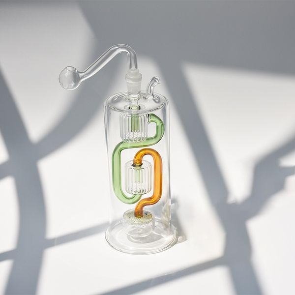 Recycler Renkli Bong Su boruları, 10mm Sigara İçilebilir cam yağ kabı