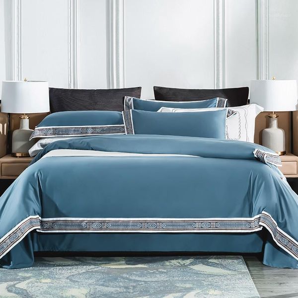 

chic home l brief style white grey bedding set silky soft egyptian cotton bedlinen duvet cover bed sheets  king size1