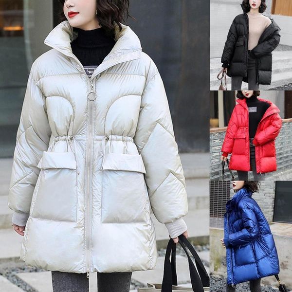 

2020 fashion womens winter jacket warm overcoat zipper stand collar thicker coat outwear abrigo mujer winter warm outdooroutfit1, Black