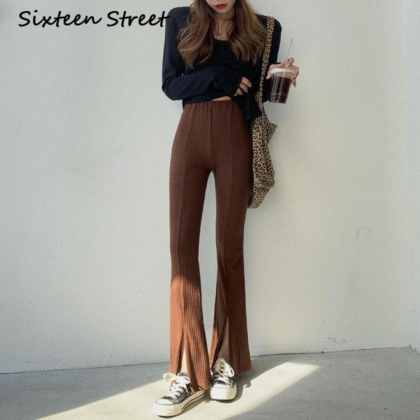 

women's pants & capris korean fashion straight women female loose knitted thick wide leg casual trousers 2021 autumn winter elastic wai, Black;white