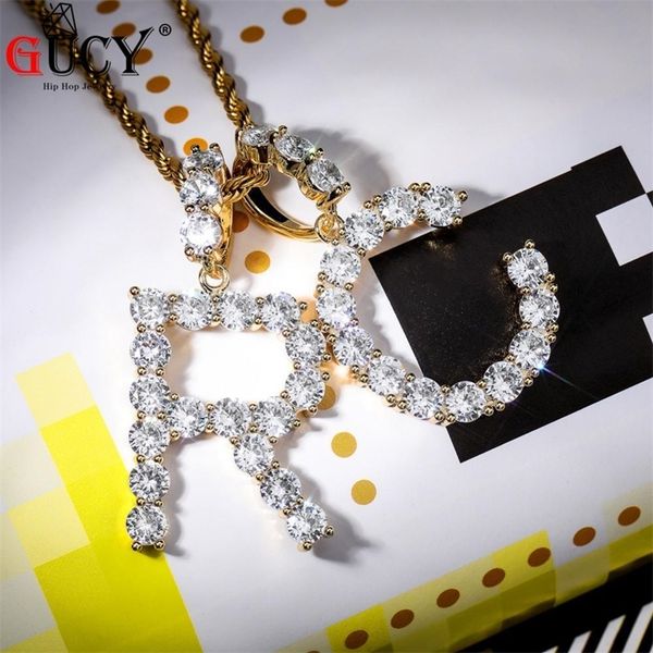 

gucy zirconium cubic letter a-z chain name pendant 4mm men's women's tennis chain silver color and gold hip-hop glamour jewelry 20