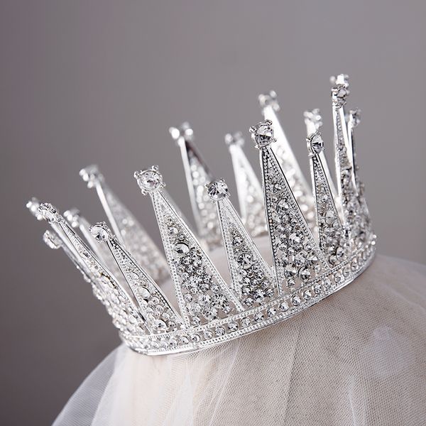 

kround headdress water diamond korean hair bridal ornament atmosphere queen crown wedding dress accessories m, Silver