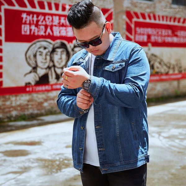 

men's jackets 2021 spring and autumn plus size men denim jacket fat big guy coat1, Black;brown